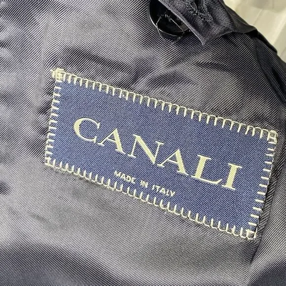 Canali Mens Wool Solid Navy Three Button Long‎ Sleeve Blazer Jacket Size 48R - Picture 3 of 16